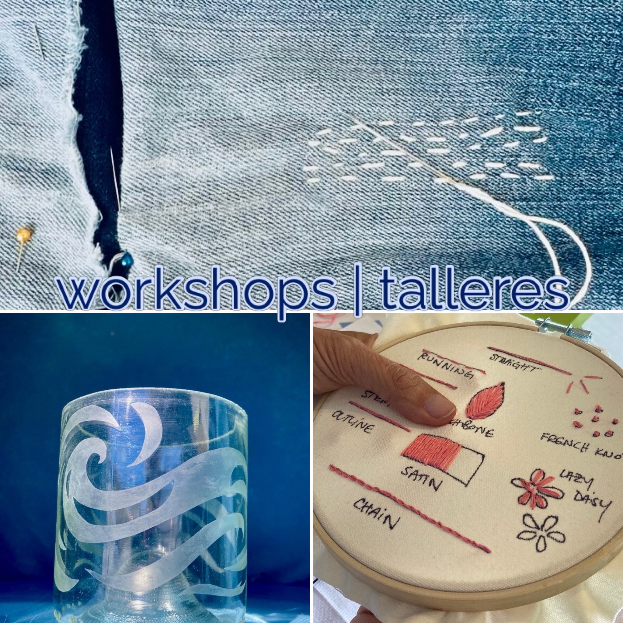 The fall/winter workshop schedule is up! Link in bio for details 💫

B CR8IV and join us at the studio to learn how to repair, refashion and upcycle your items through sashiko, glass etching and embroidery. 

No experience required, space is limited.
